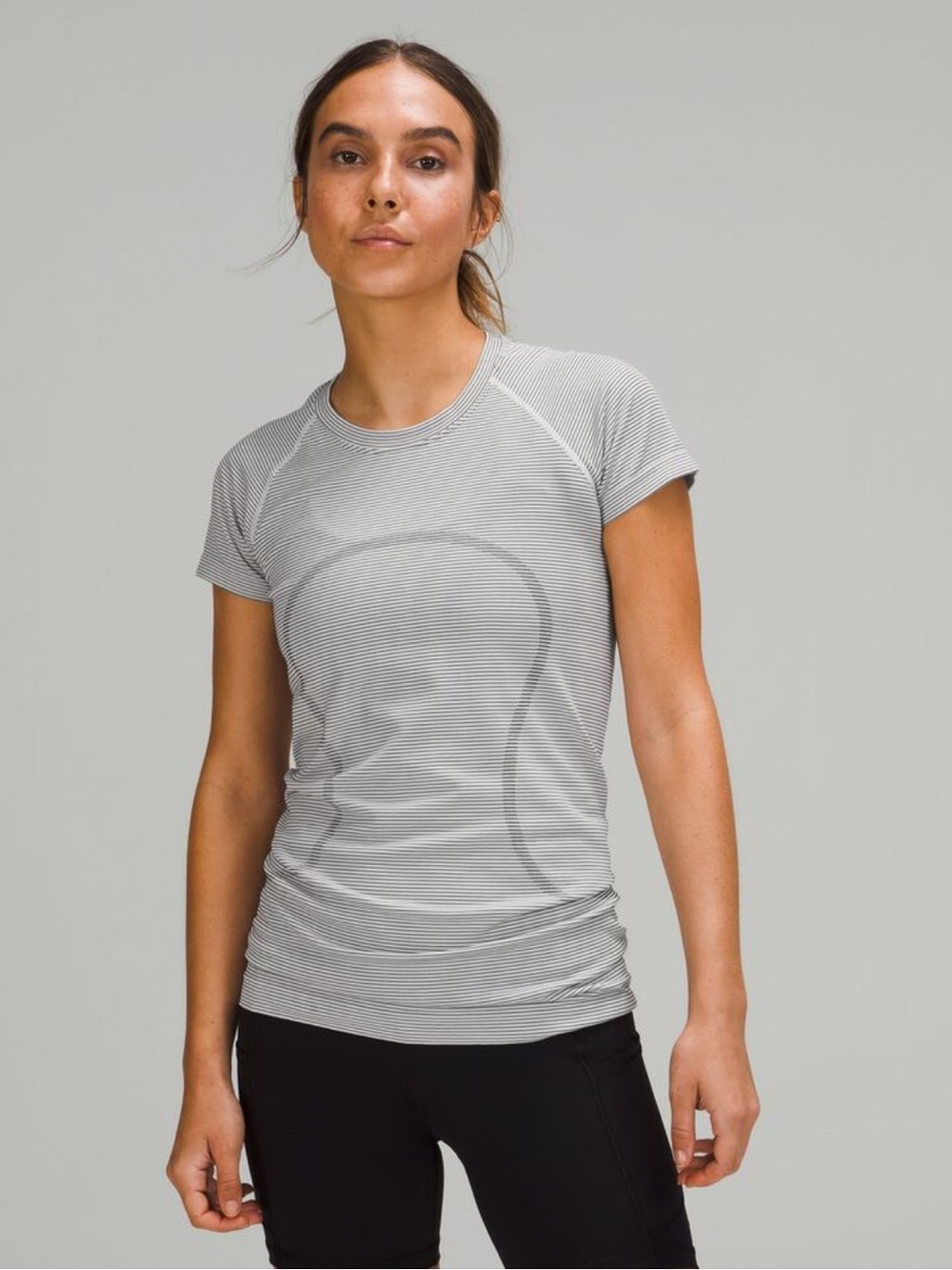lululemon athletica Men’s Short-Sleeve Striped Undershirt - Gray/White